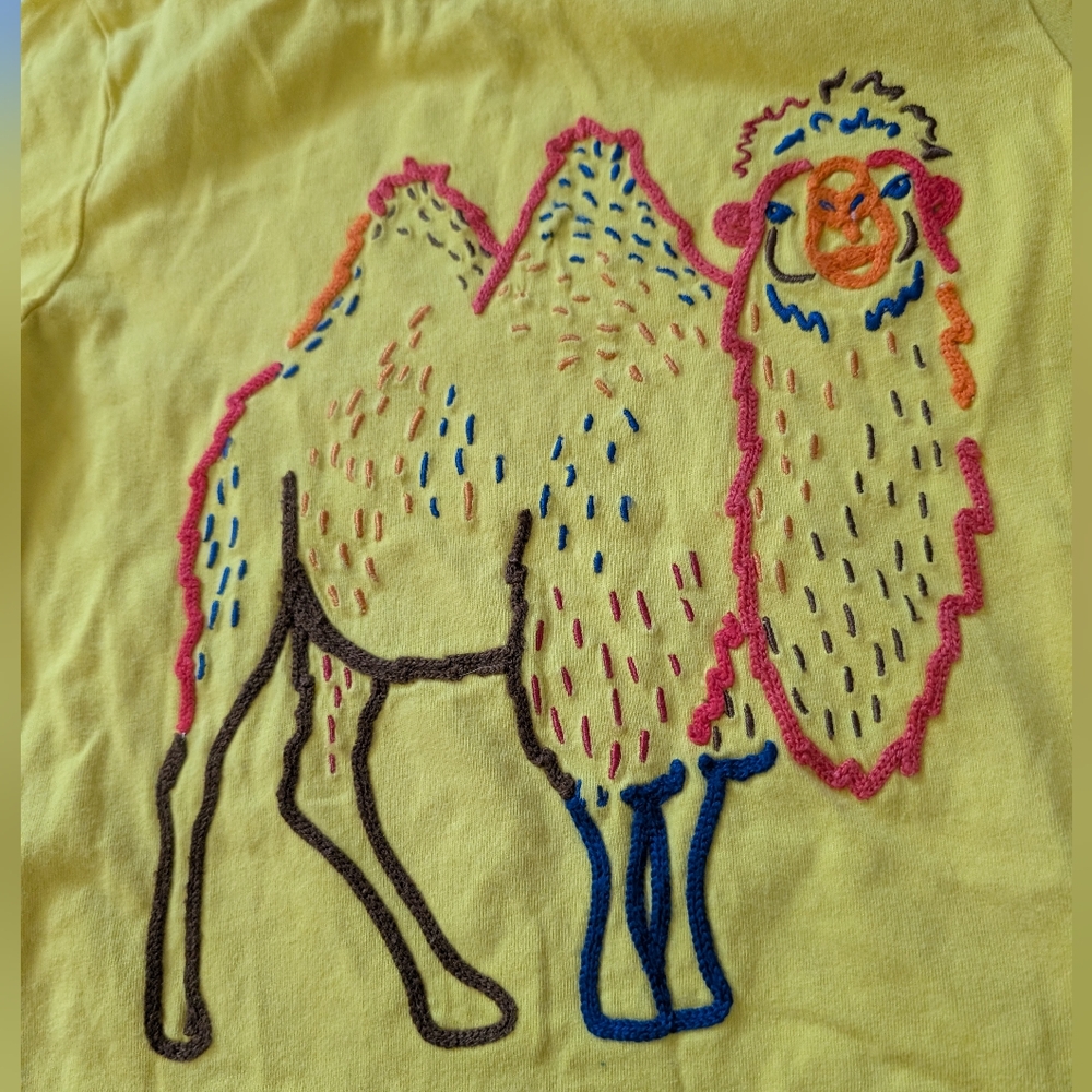 $ Mini Boden Yellow Embroidered Camel Tee - Picture 2 of 4